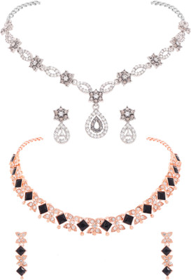 Vedda Brass Gold-plated Silver, Rose Gold, White, Grey Jewellery Set(Pack of 2)