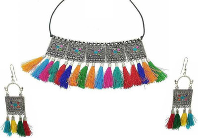 anu enterprises Metal Silver Multicolor Jewellery Set(Pack of 1)