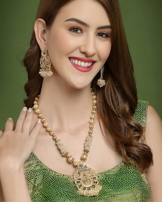 Orangenysha Copper Gold-plated Green Jewellery Set(Pack of 3)