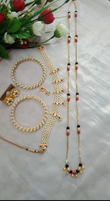 Sajshrungar Jewellery Mother of Pearl, Copper, Dori Gold-plated, Copper White, Gold, Red, Black, Green Jewellery Set(Pack of 1)