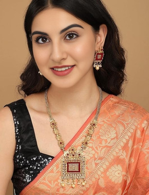Orangenysha Copper Gold-plated Red Jewellery Set(Pack of 3)
