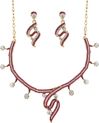 Anika's Creation Brass Gold-plated Pink Jewellery Set(Pack of 1)