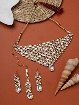 Bhana Jewells Alloy Gold-plated Gold, White Jewellery Set(Pack of 1)