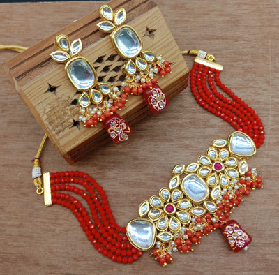 NMimitation Alloy Gold-plated Red Jewellery Set(Pack of 1)