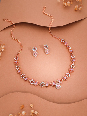 Alasca Brass Gold-plated Rose Gold, Purple Jewellery Set(Pack of 1)