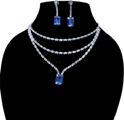 Paaru Brass, Alloy Silver Silver, Blue Jewellery Set(Pack of 1)
