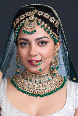 Tulsi Art Jewels Alloy Gold-plated Green, Gold Jewellery Set(Pack of 4)