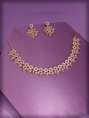 Alasca Brass Gold-plated Rose Gold, Purple Jewellery Set(Pack of 1)