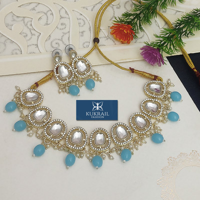 KUKRAIL FASHION Brass Gold-plated Turquoise Jewellery Set(Pack of 1)