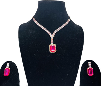 ALVI ENTERPRISES Alloy Gold-plated Pink Jewellery Set(Pack of 1)