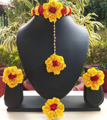 RAGABANDHA DESIGN STUDIO Fabric Yellow, Red Jewellery Set(Pack of 1)