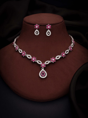 brado jewellery Brass Gold-plated Silver, White, Pink Jewellery Set(Pack of 1)
