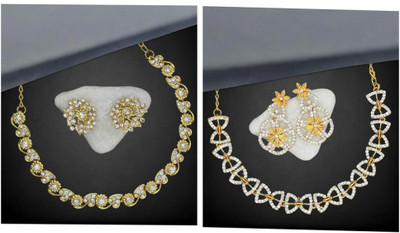 AK JEWEL STORES Alloy Gold-plated White Jewellery Set(Pack of 2)