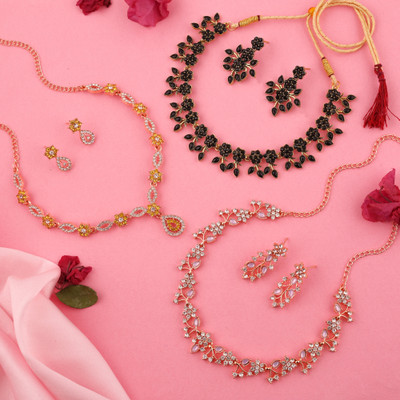 brado jewellery Brass Rose Gold, Gold, White Jewellery Set(Pack of 3)