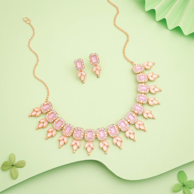 Vedda Brass Gold-plated Rose Gold, White, Purple Jewellery Set(Pack of 1)