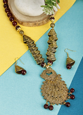 Foxy Trend Alloy Gold-plated Maroon Jewellery Set(Pack of 3)