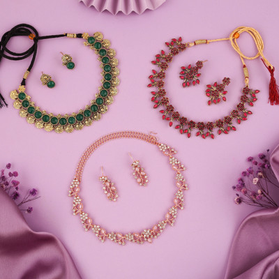 Vedda Brass Gold-plated Multicolor Jewellery Set(Pack of 3)