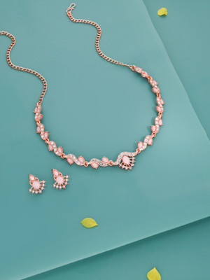 Vedda Brass Gold-plated Rose Gold, Pink Jewellery Set(Pack of 1)