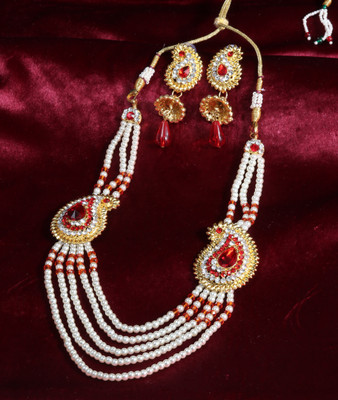 Styylo Jewels Alloy Gold-plated Maroon Jewellery Set(Pack of 1)