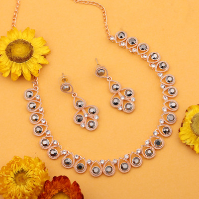 Alasca Brass Gold-plated Rose Gold, White, Grey Jewellery Set(Pack of 1)