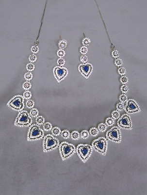 ORUKA Brass Rhodium, Silver Blue Jewellery Set(Pack of 3)