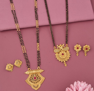 WoyGems Alloy Gold-plated Gold Jewellery Set(Pack of 2)