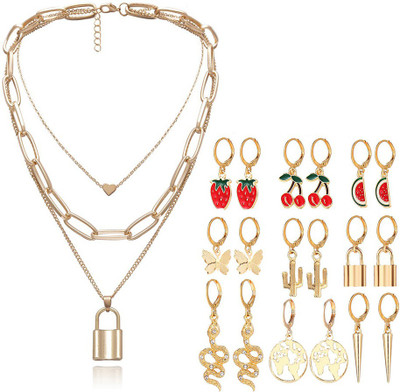 YouBella Alloy Gold-plated Multicolor Jewellery Set(Pack of 1)