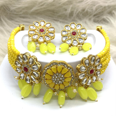 GEODE DELIGHT Brass Yellow Jewellery Set(Pack of 3)