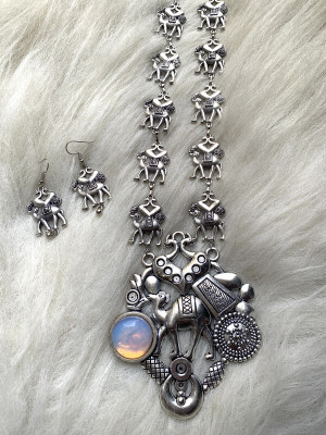 GEODE DELIGHT Oxidised Silver Silver Jewellery Set(Pack of 3)
