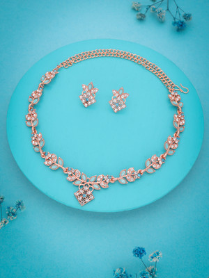 Alasca Brass Gold-plated Rose Gold, Blue Jewellery Set(Pack of 1)