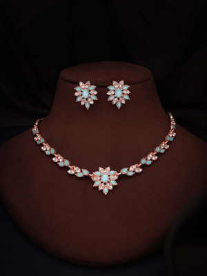 Vedda Brass Gold-plated Rose Gold, Blue Jewellery Set(Pack of 1)