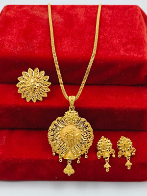 Om Krishiv Collection Brass Gold-plated Gold Jewellery Set(Pack of 2)