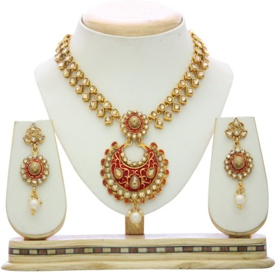 Rhymee Alloy Gold-plated Maroon, Gold Jewellery Set(Pack of 3)