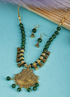 Foxy Trend Alloy Gold-plated Green Jewellery Set(Pack of 3)
