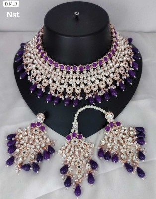 Gyaan Jewels Alloy Gold-plated Purple Jewellery Set(Pack of 2)