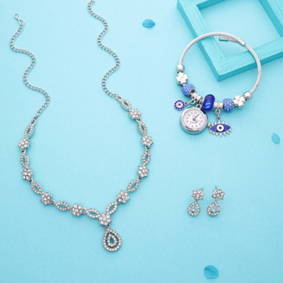 Vedda Brass Gold-plated Silver, White Jewellery Set(Pack of 1)