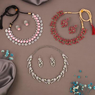 Vedda Brass Gold-plated Multicolor Jewellery Set(Pack of 3)