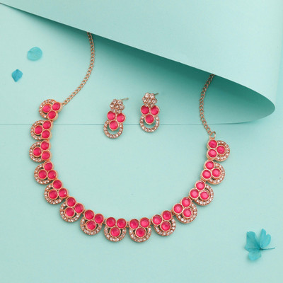 Vedda Brass Gold-plated Rose Gold, Pink Jewellery Set(Pack of 1)