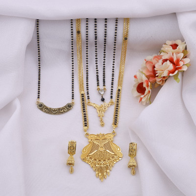 pearl jewellery Brass Gold-plated Gold Jewellery Set(Pack of 4)