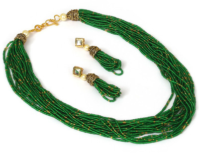 ORUKA Copper Gold-plated Green, Gold Jewellery Set(Pack of 1)