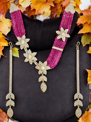 STYYLO FASHION Alloy Gold-plated Pink Jewellery Set(Pack of 1)
