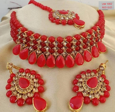 TWOLOVER Alloy Red Jewellery Set(Pack of 2)