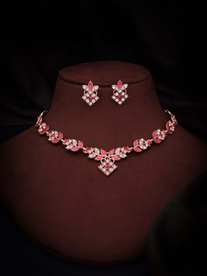 Alasca Brass Gold-plated Rose Gold, Pink Jewellery Set(Pack of 1)