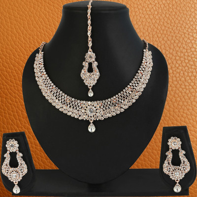 Rhymee Alloy Rhodium Rose Gold, White Jewellery Set(Pack of 1)