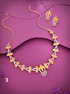 Vedda Brass Gold-plated Rose Gold, Yellow Jewellery Set(Pack of 1)
