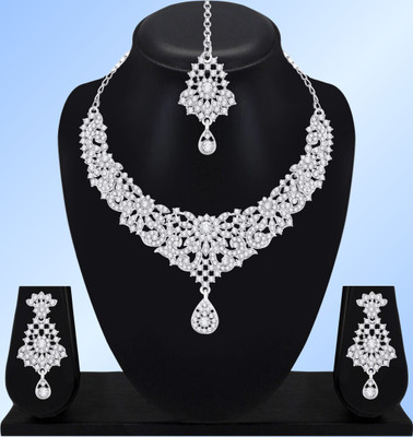 Rukma Alloy Rhodium White Jewellery Set(Pack of 1)