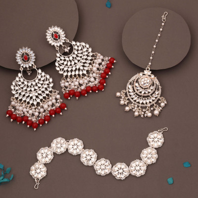 Alasca Brass Gold-plated White, Red Jewellery Set(Pack of 1)