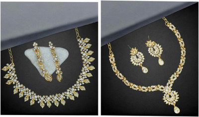 Rhymee Alloy Gold-plated White, Gold Jewellery Set(Pack of 2)