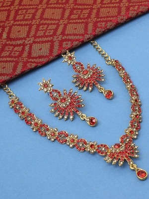 VATSALYA creation Alloy Gold-plated Red Jewellery Set(Pack of 1)