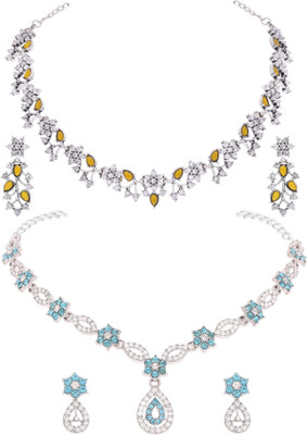 Vedda Brass Gold-plated Silver, Blue, White, Yellow Jewellery Set(Pack of 2)